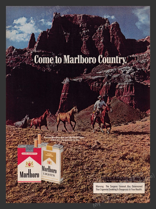 1979 Marlboro Country Cigarettes Cowboy Leading Horses Print Advertisement Ad