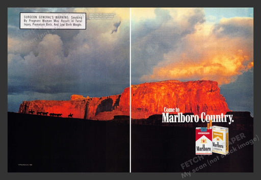 1990 Marlboro Country Cigarettes Horse Roundup Print Advertisement (2 Pages)