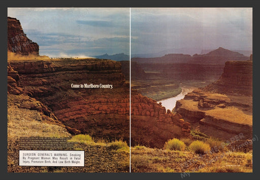 1988 Marlboro Country Horse Herd Atop Bluff Print Advertisement Ad (2 pages)