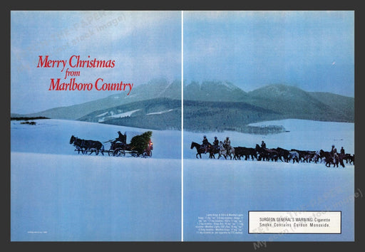 1989 Marlboro Country Merry Christmas Snow Tree Print Advertisement (2 Pages)