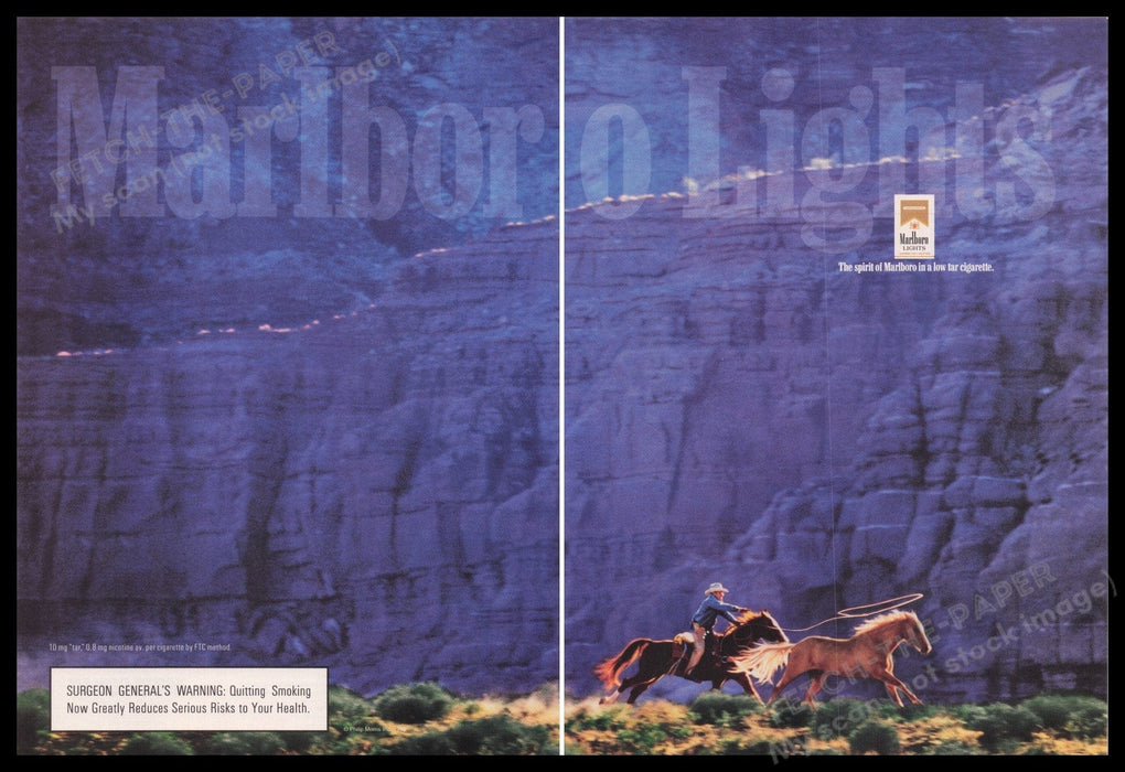 Marlboro Lights 1990s Print Advertisement (2 pages) 1999 Fetch the Paper!