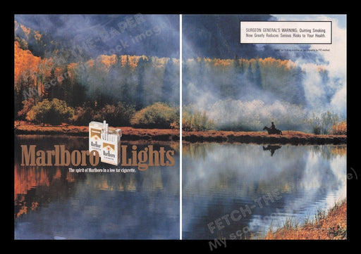 Marlboro Lights 1990s Print Advertisement Ad (2 pages) 1993 Cigarettes Fetch the Paper!