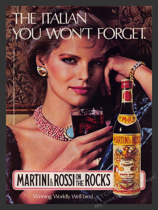 Martini & Rossi "The Italian You Won't Forget" 1980s Print Advertisement 1980 Fetch the Paper!