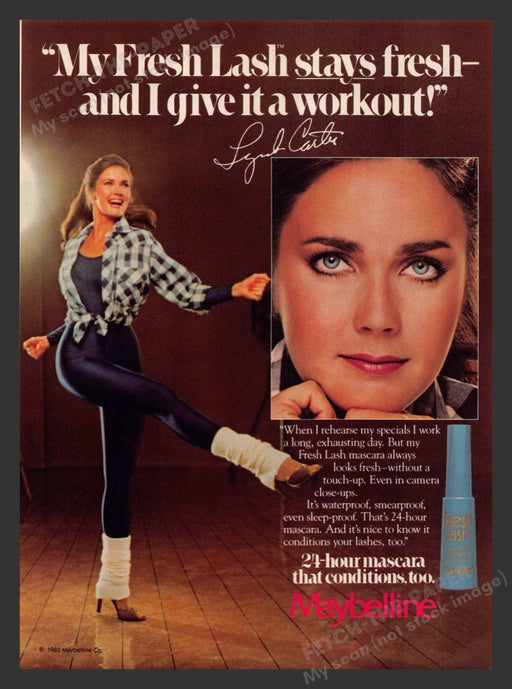 1983 Maybelline Fresh Lash Mascara Lynda Carter Dancing Print Advertisement Ad