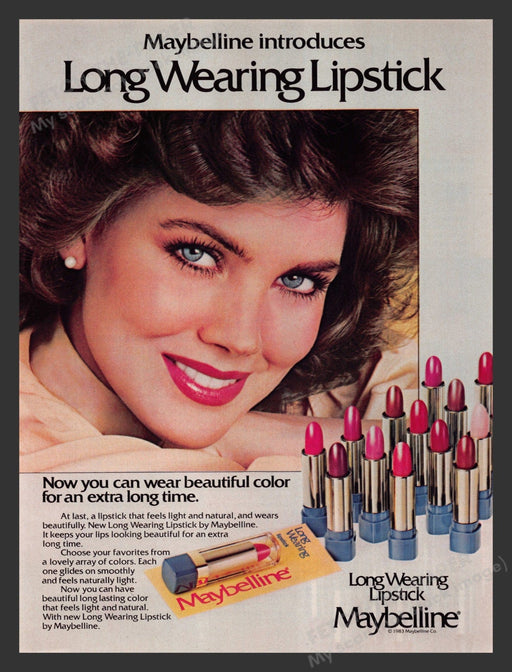 Maybelline 1980s Print Advertisement 1983 Lynda Carter Lipstick Cosmetic Fetch the Paper!
