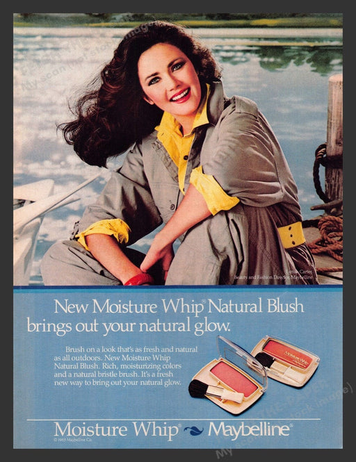 1985 Maybelline Moisture Whip Cosmetics Lynda Carter Print Advertisement Ad