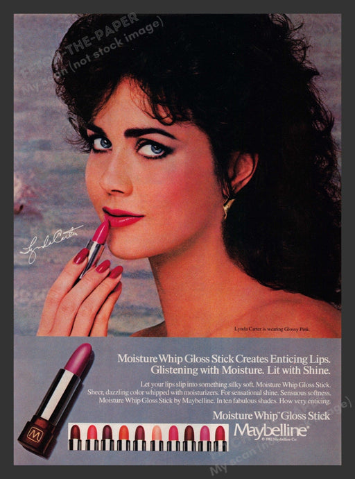 Maybelline 1980s Print Advertisement Ad 1983 Cosmetics Lipstick Lynda Carter Fetch the Paper!