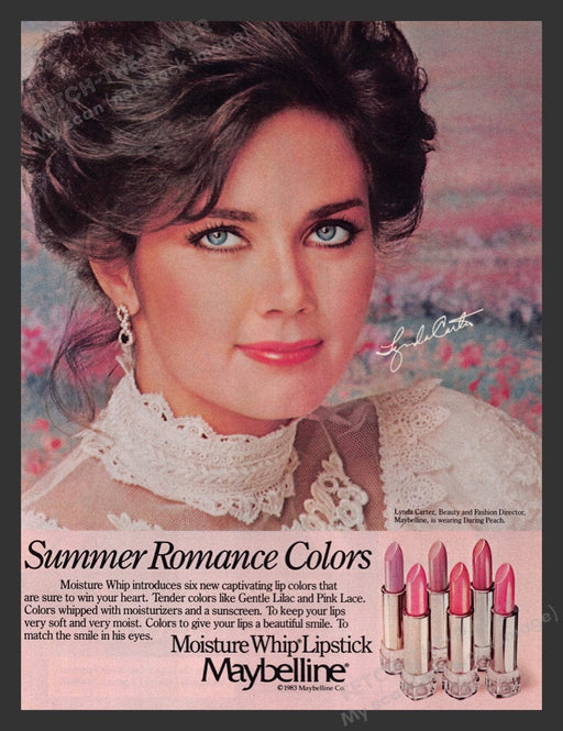 1983 Maybelline Cosmetics Lynda Carter Lipstick Print Advertisement Ad