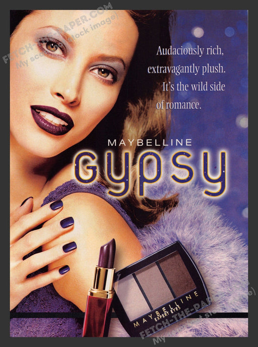 1998 Print Advertisement Maybelline Gypsy Christy Turlington Fashion Model Ad.