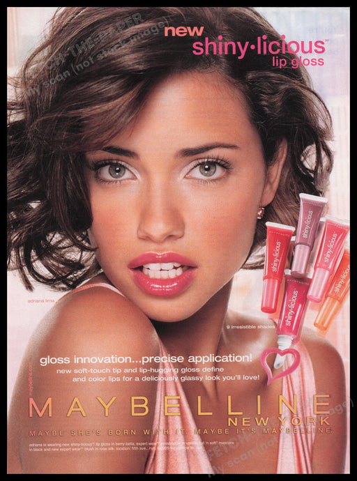 Maybelline Cosmetics 2000s Print Advertisement Ad 2005 Adriana Lima Fetch the Paper!