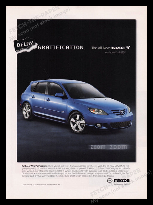 Mazda 2000's Print Advertisement Ad 2004 Mazda 3 Car Promo Fetch the Paper!