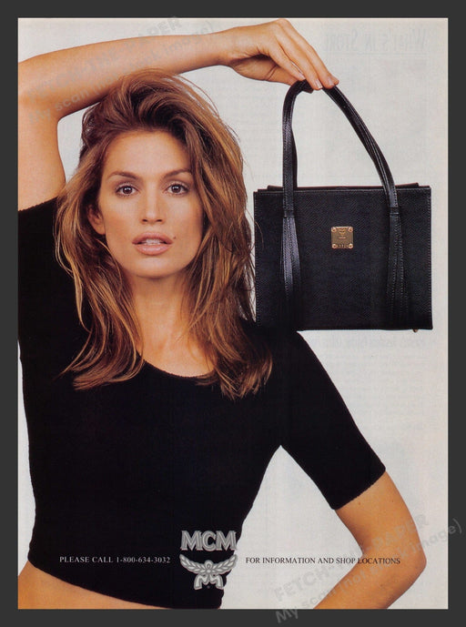 MCM Handbags Cindy Crawford 1990s Print Advertisement 1996 Fetch the Paper!