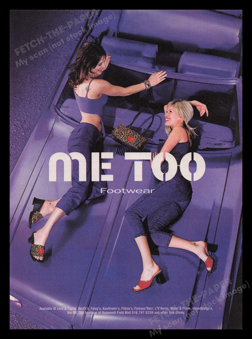 Me Too Footwear 2000s Print Advertisement 2000 Legs Models Car Feet Shoes Fetch the Paper!