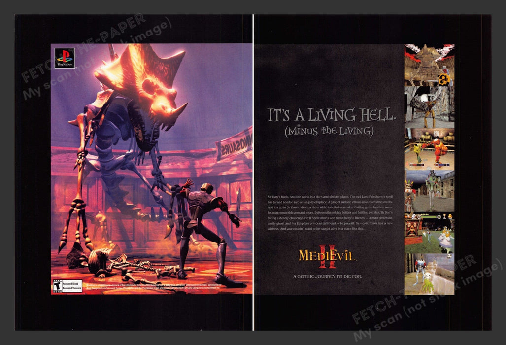 2000 Medievil II Video Game Print Advertisement (2 Pages).