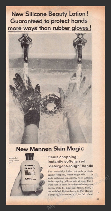 1956 Mennen Skin Magic Silicone Lotion Faucet Print Advertisement Ad