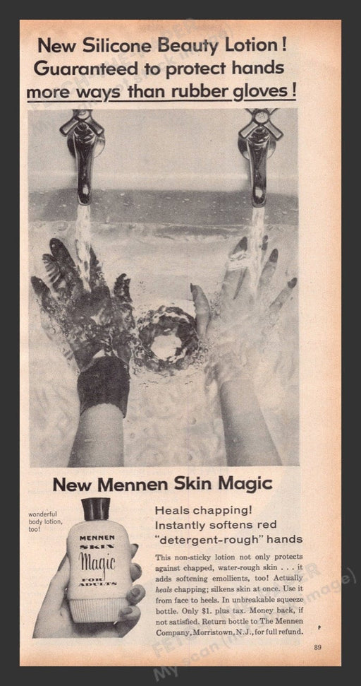 1956 Mennen Skin Magic Silicone Lotion Faucet Print Advertisement Ad