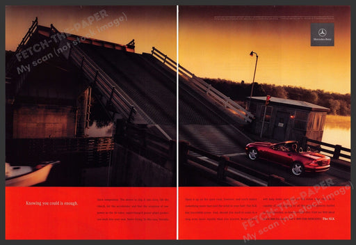 Mercedes Benz SLK Car 1990s Print Advertisement (2 pages) 1999 Drawbridge Fetch the Paper!