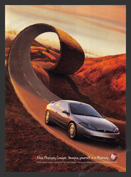 1999 Mercury Cougar Peeled Up Road Print Advertisement Ad