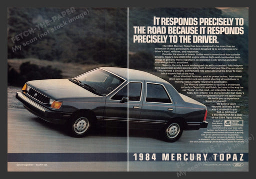 1984 Mercury Topaz Car on the Road Print Advertisement (2 Pages)