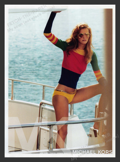 Michael Kors 2000s Print Advertisement Boat Swimsuit Long Legs Fetch the Paper!