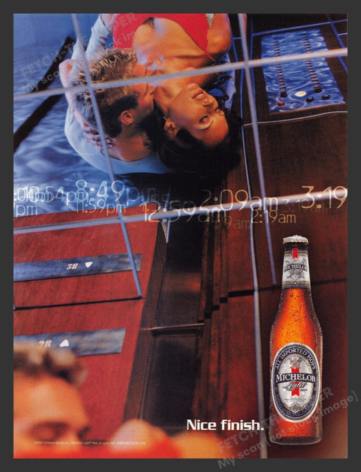2002 Michelob "Nice FInish" Sexy Couple Print Advertisement Ad