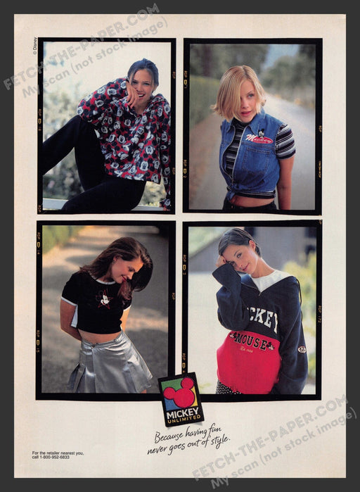 1995 Print Advertisement Mickey Mouse Unlimited Clothing Ad.