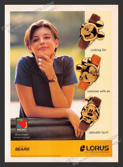 1997 Print Advertisement Mickey Unlimited Watches Lorus Minnie Mouse Pluto Ad.