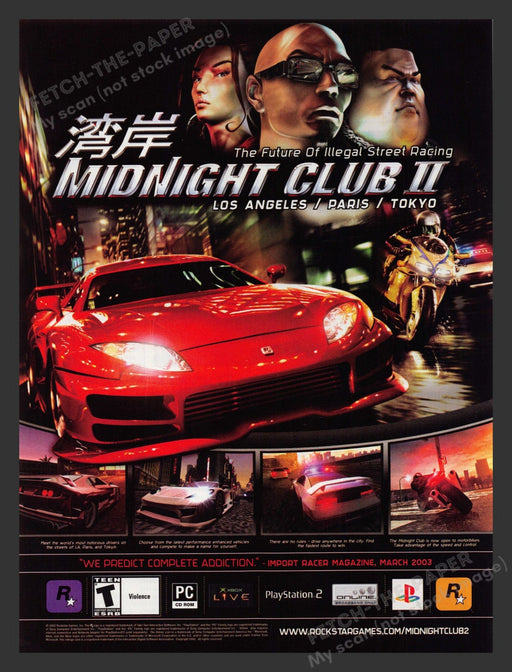 2003 Midnight Club II Video Game Print Advertisement