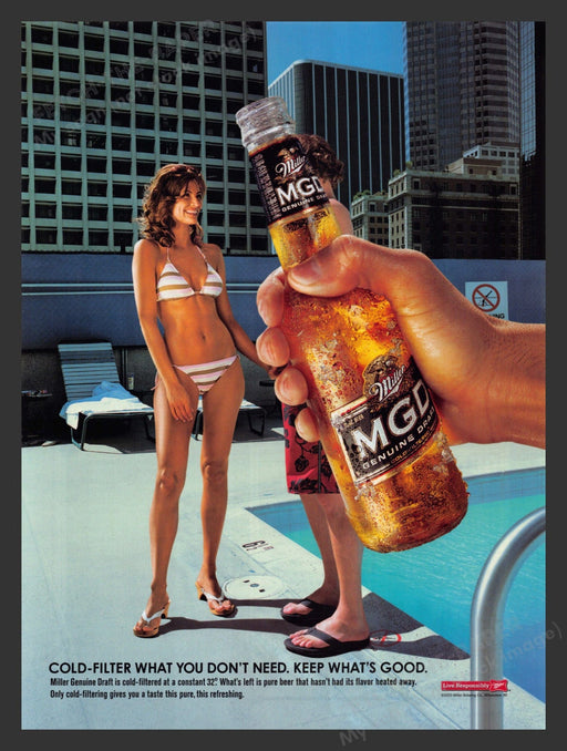 2003 Miller MGD Beer Alcohol Sexy Bikini Girl Print Advertisement Ad.