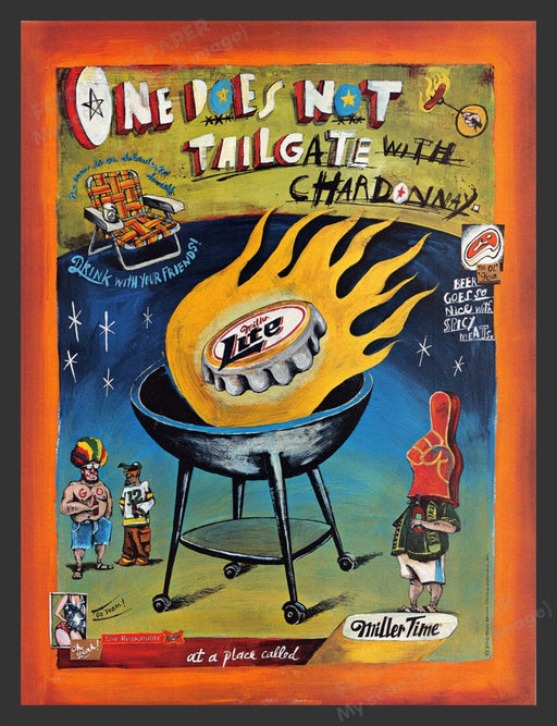 2002 Miller Time Beer BBQ Illustration Print Advertisement Ad