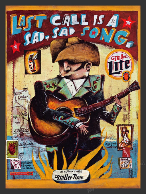2002 Miller Time Last Call Sad Song Art Illustration Print Advertisement Ad