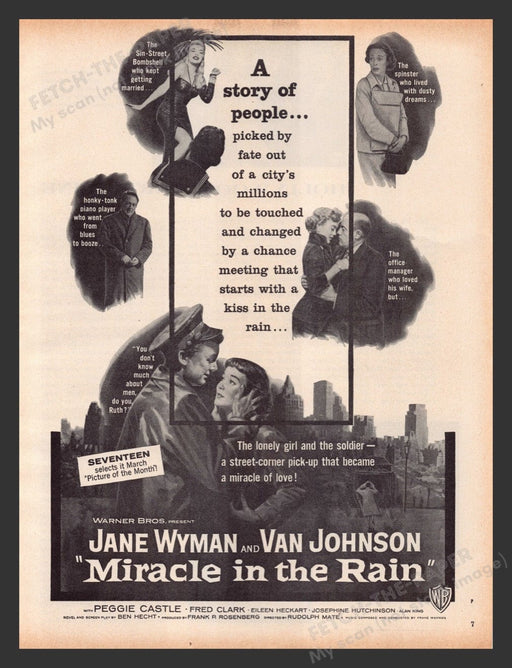1956 Miracle in the Rain Movie Release Print Advertisement Ad