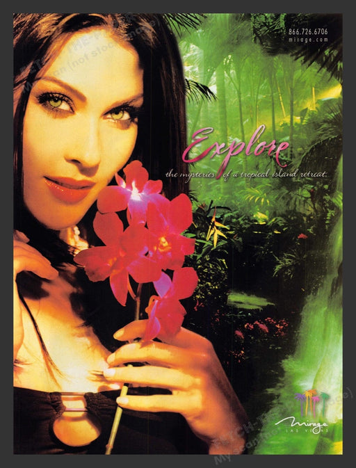 2002 Mirage Hotel Las Vegas Jungle Sexy Woman Print Advertisement Ad