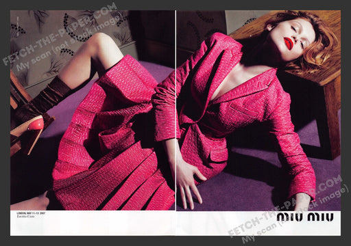 2007 Print Advertisement 2 Page Miu Miu Clothing Laetitia Casta Fashion Model Ad.