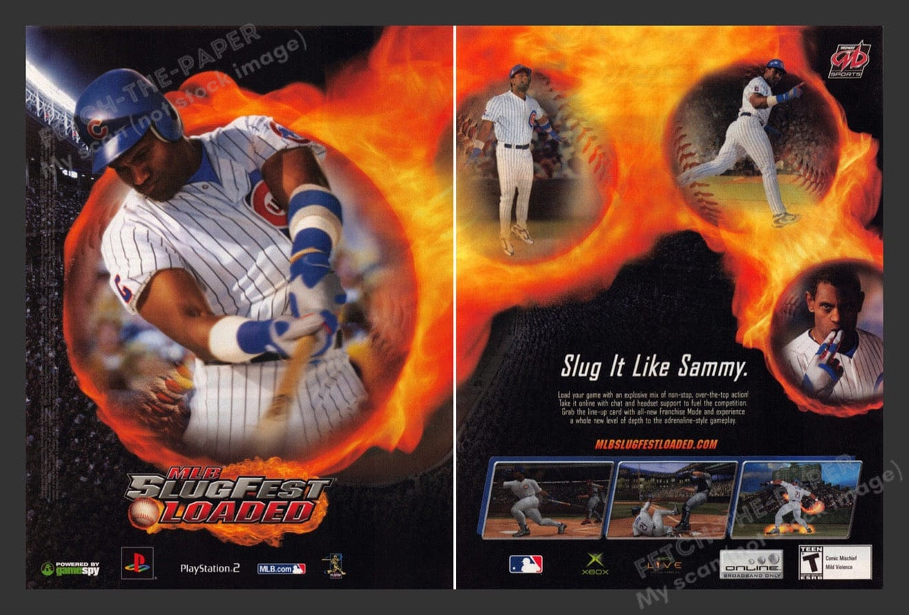 MLB SlugFest Loaded 2004 Video Game Print Ad (2 Pages) — Fetch-the-Paper