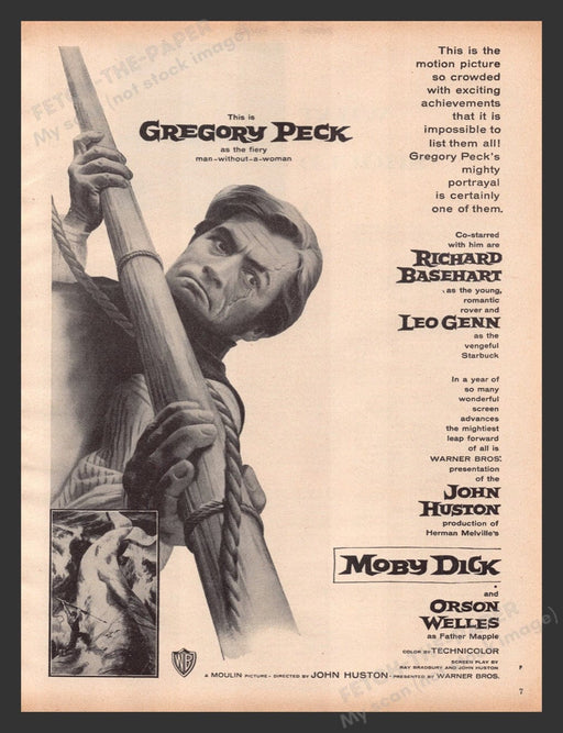 1956 Moby Dick Movie Release Print Advertisement Ad