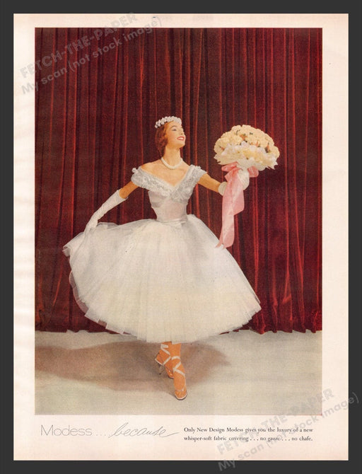 1956 Modess Sanitary Napkins Ballerina Color Print Advertisement Ad