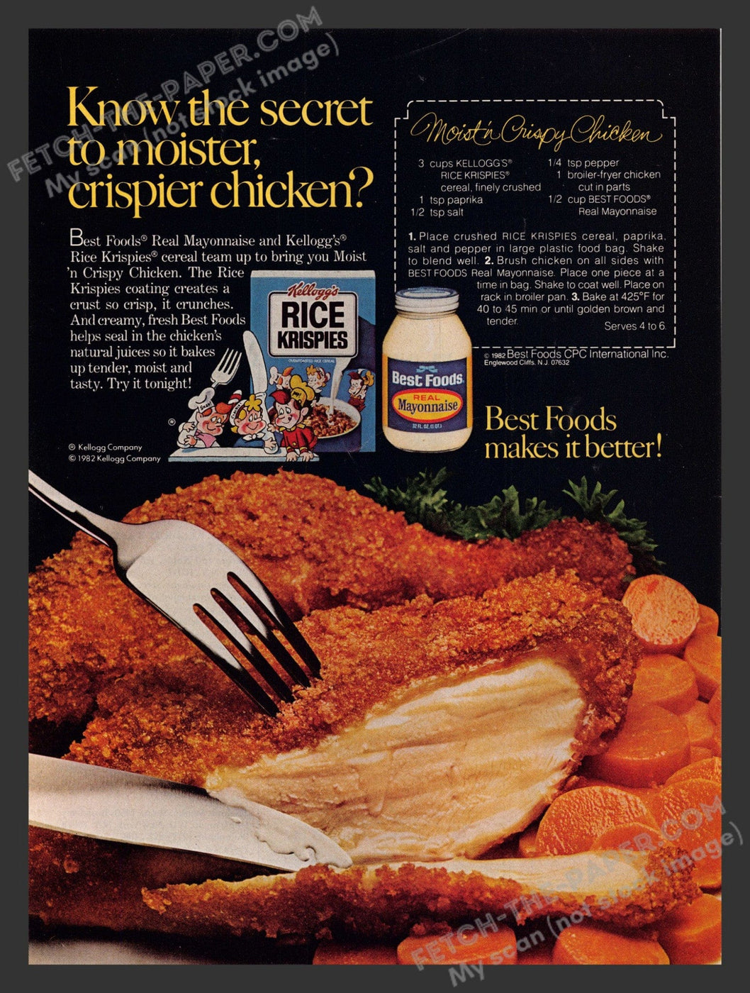 Moist 'n Crispy Chicken Recipe 1980s Print Ad — Fetch-the-Paper