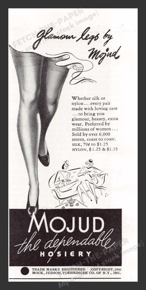 1940 Mojud The Dependable Hosiery Print Advertisement Ad
