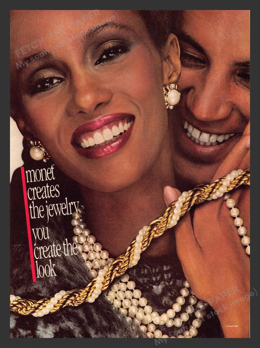 1983 Monet Jewelry Couple Gold & Pearl Print Advertisement Ad