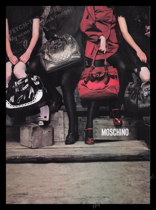 Moschino Handbags 2000s Print Advertisement Ad 2007 Legs Tights Shoes Fetch the Paper!