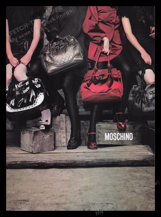 Moschino Handbags 2000s Print Advertisement Ad 2007 Legs Tights Shoes Fetch the Paper!