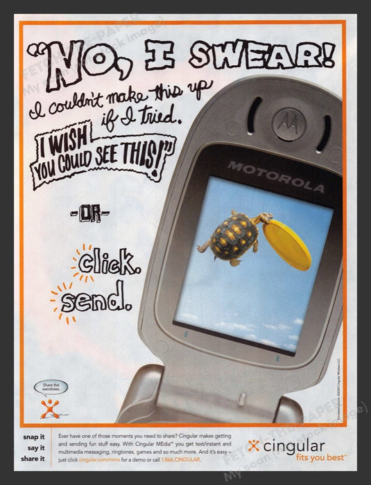 2004 Cingular MEdia Turtle Catching Frisbee Print Advertisement Ad