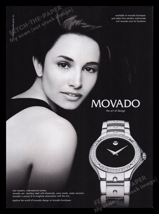 Movado Watch 2000s Print Advertisement Ad 2007 Actress Mia Maestro Fetch the Paper!