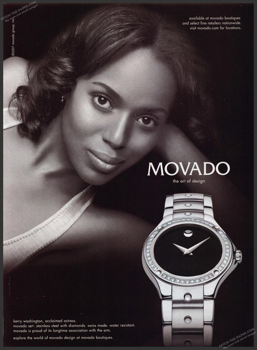 2007 Print Advertisement Movado Watches Kerry Washington Actress Ad.