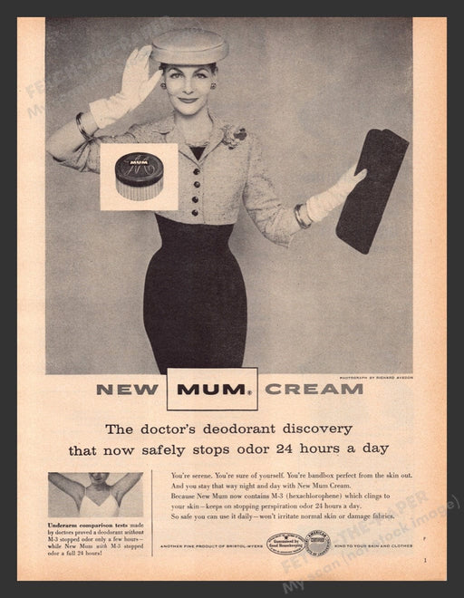 1956 Mum Cream Doctor's Deodorant M-3 Hexachlorophene Print Advertisement Ad