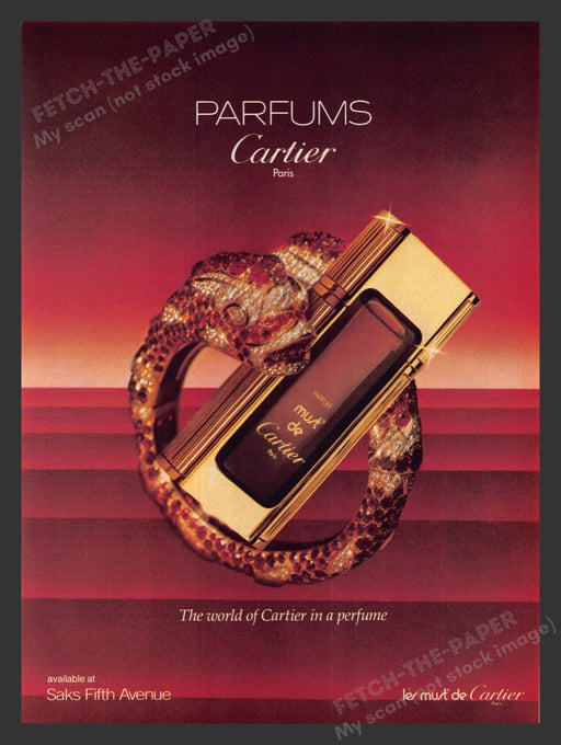 1984 Must de Cartier Perfume Serpent Print Advertisement Ad