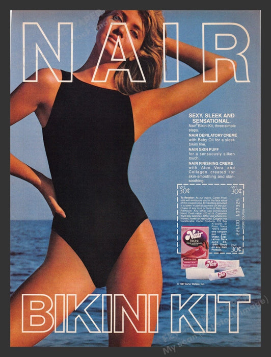 1987 Nair Bikini Kit Sexy Model Swimsuit Print Advertisement Ad