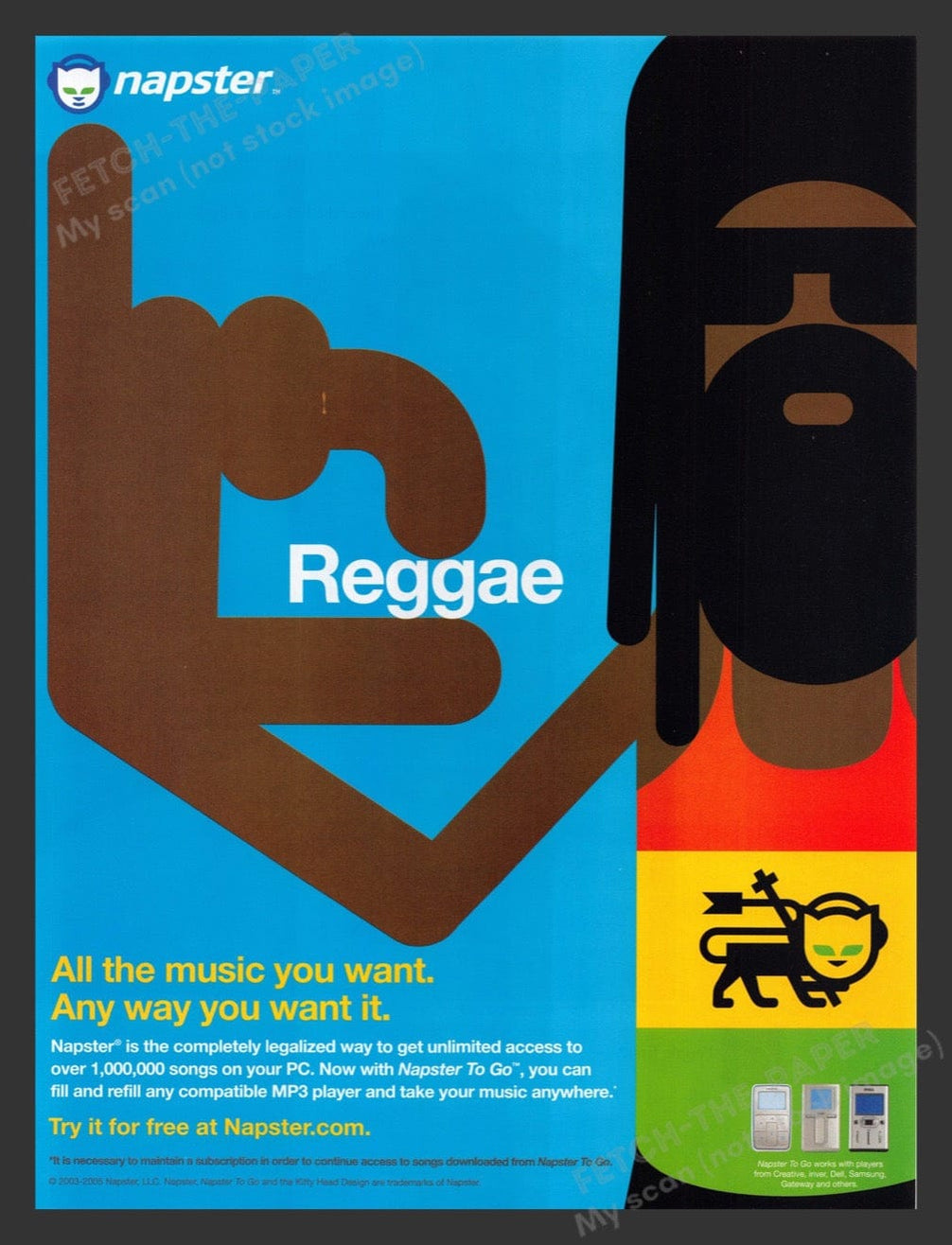 Napster Reggae Music 2000s Print Advertisement Ad 2005 — Fetch-the-Paper