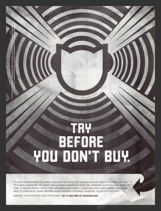 2005 Napster "Try Before You Don't Buy" Print Advertisement Ad